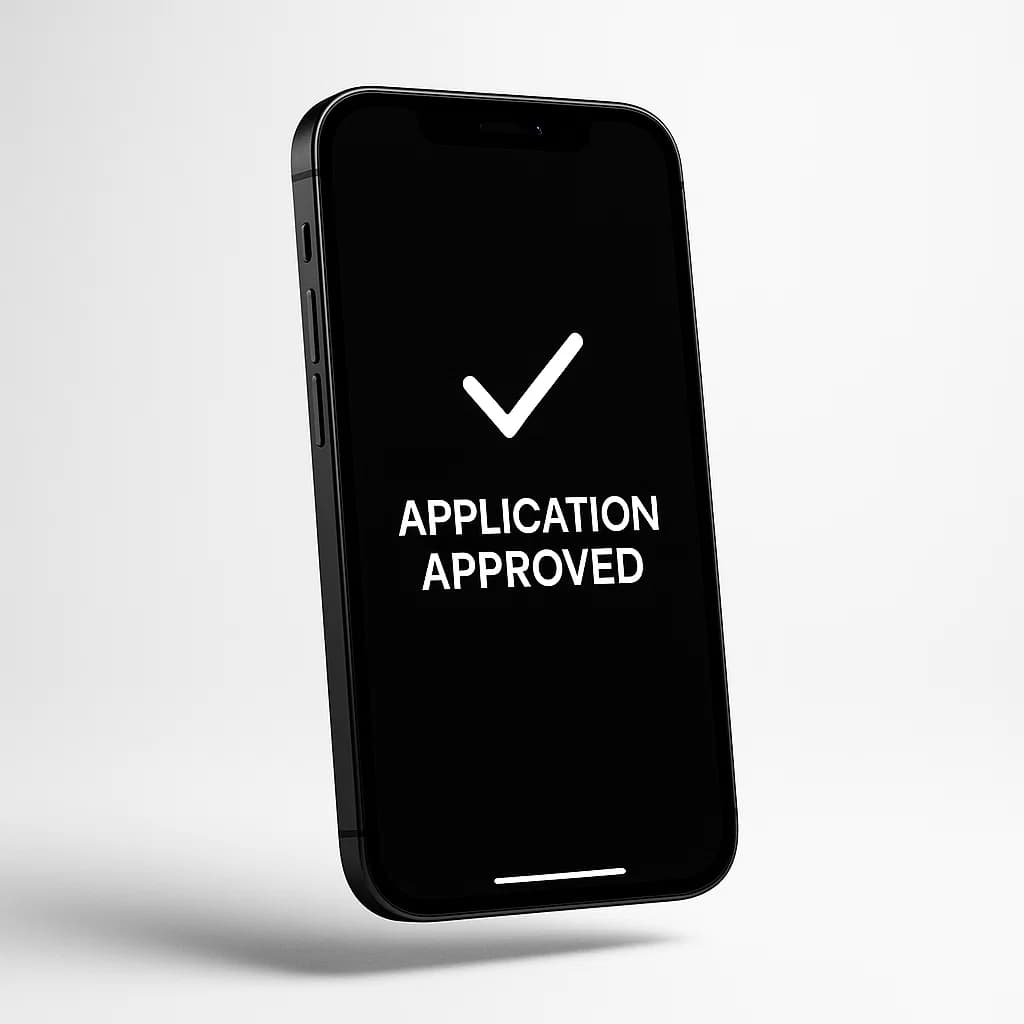 Smartphone showing instant approval to start driving for Uber